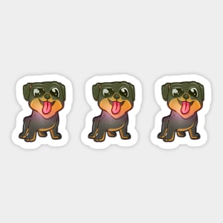 Three dogs in a row in bold, bright colors with their tongues sticking out. Sticker